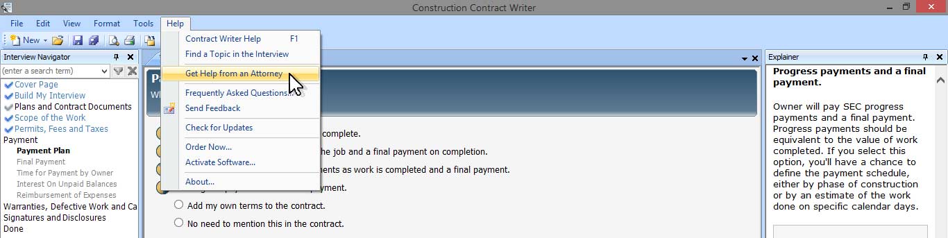 Screenshot Get Help From Attorney Writing Construction Contracts